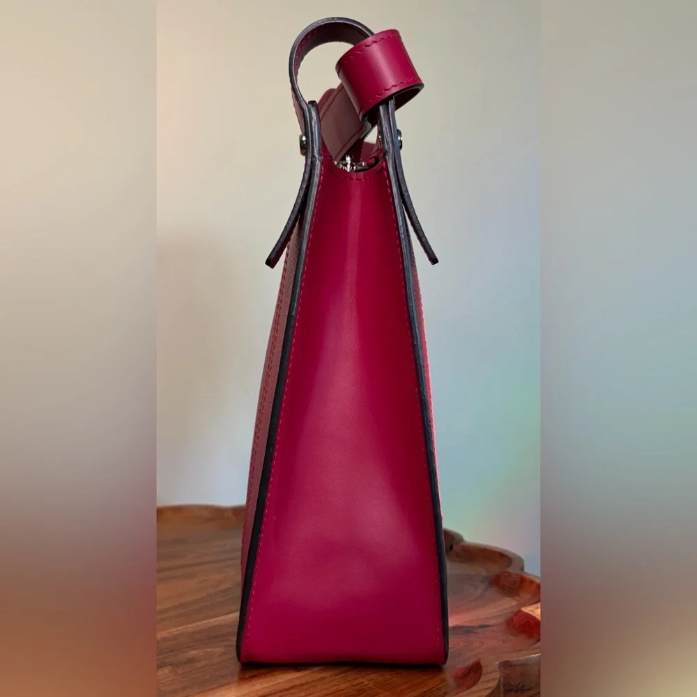 Longchamp Le’Foulonne S Leather Crossbody Beetroot Magenta Like New - Picture 14 of 17